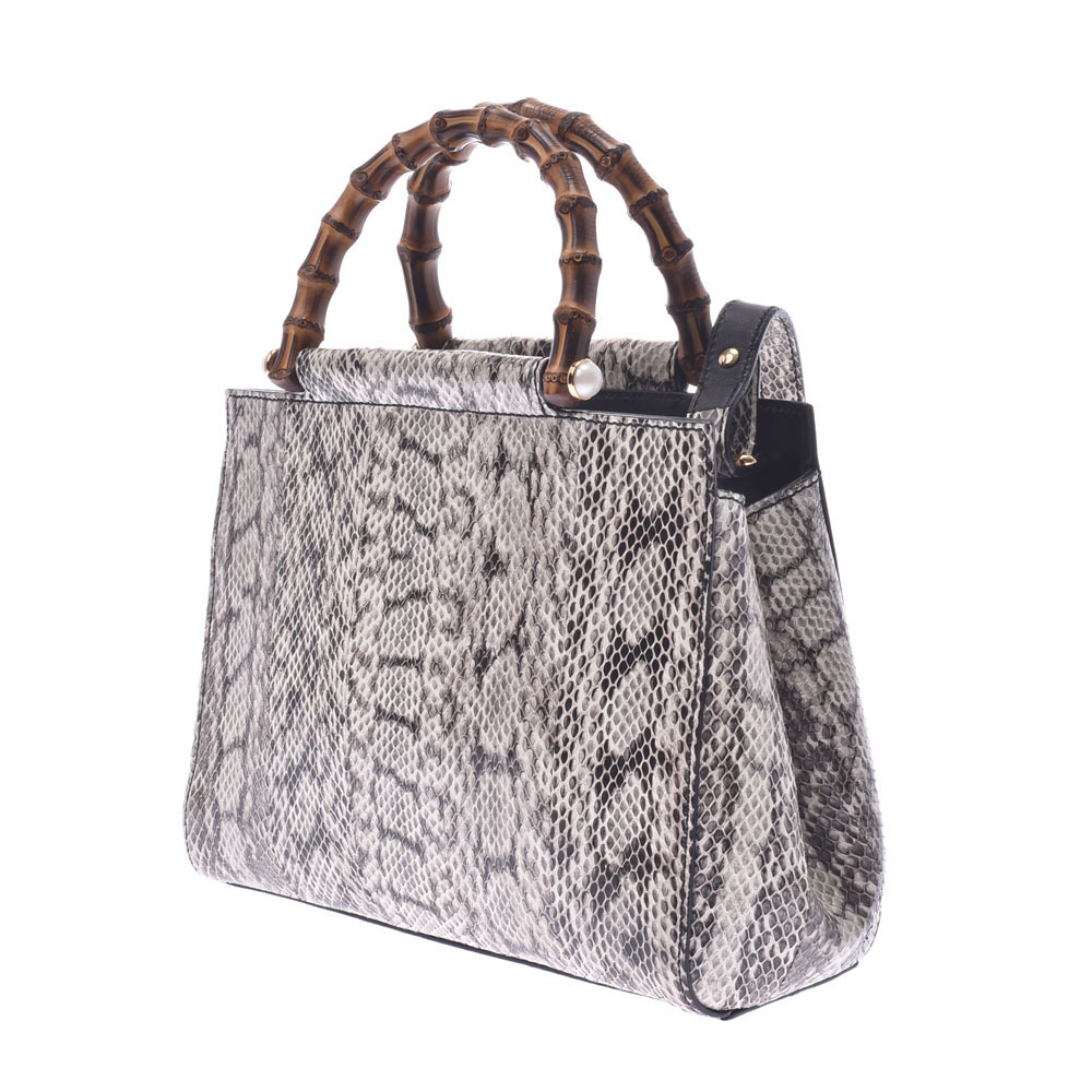 Gucci Nimfair Ivory White Black Python Bamboo Bag - image 2